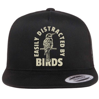 Easily Distracted By Birds Bird Cage Vintage Distress Flatbill Hat
