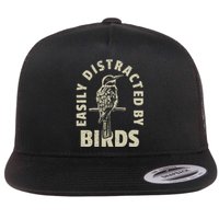 Easily Distracted By Birds Bird Cage Vintage Distress Flat Bill Trucker Hat