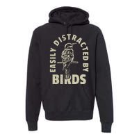 Easily Distracted By Birds Bird Cage Vintage Distress Premium Hoodie