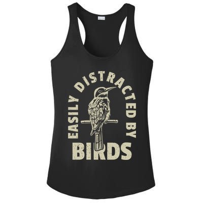 Easily Distracted By Birds Bird Cage Vintage Distress Ladies PosiCharge Competitor Racerback Tank