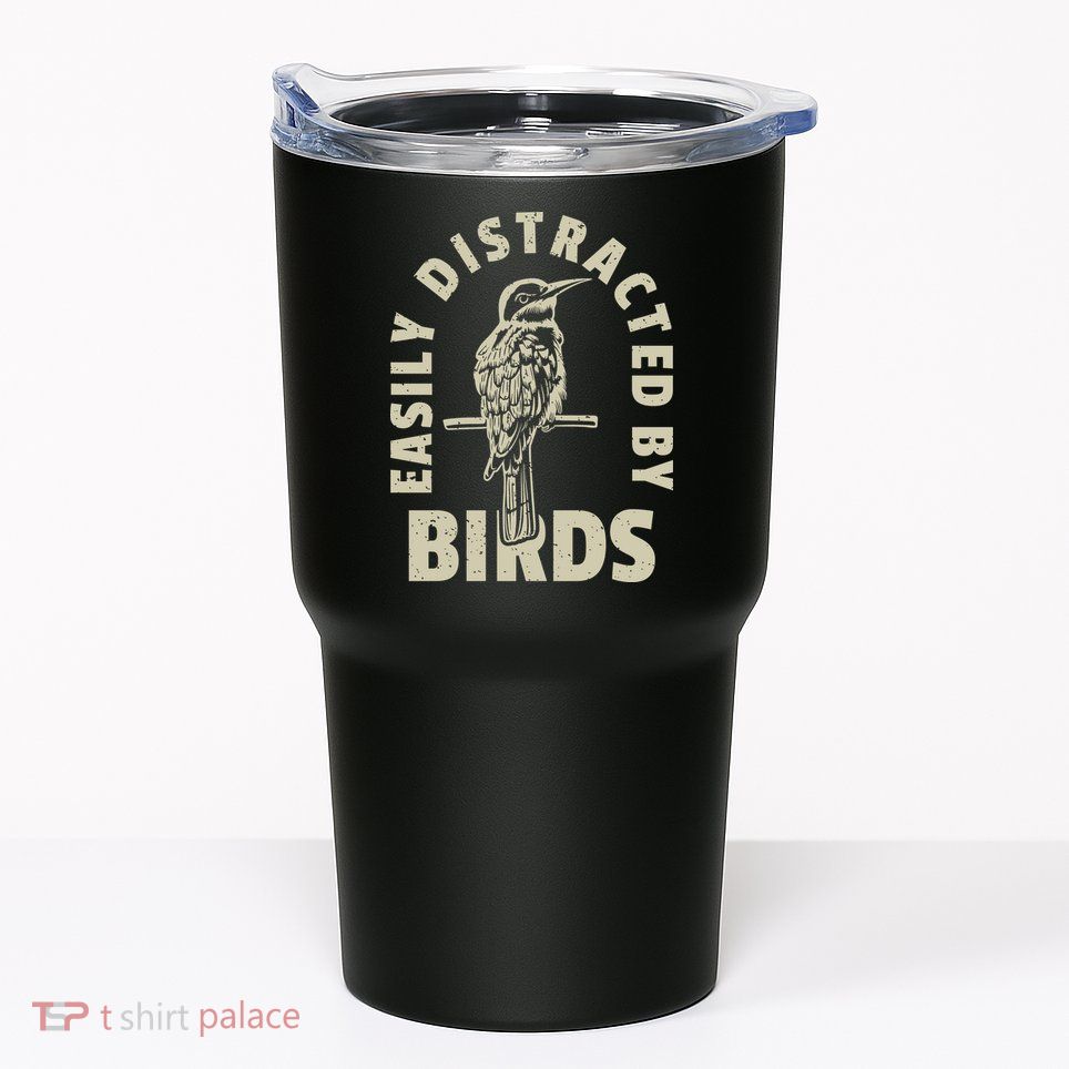 Easily Distracted By Birds Bird Cage Vintage Distress Tumbler