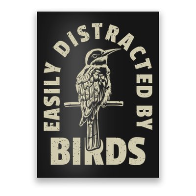 Easily Distracted By Birds Bird Cage Vintage Distress Poster