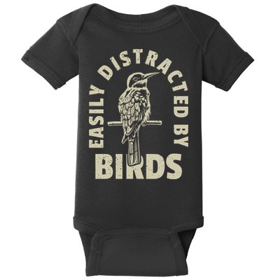 Easily Distracted By Birds Bird Cage Vintage Distress Baby Bodysuit
