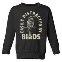 Easily Distracted By Birds Bird Cage Vintage Distress Toddler Sweatshirt