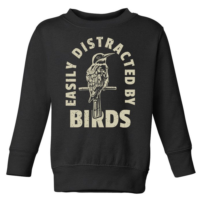 Easily Distracted By Birds Bird Cage Vintage Distress Toddler Sweatshirt