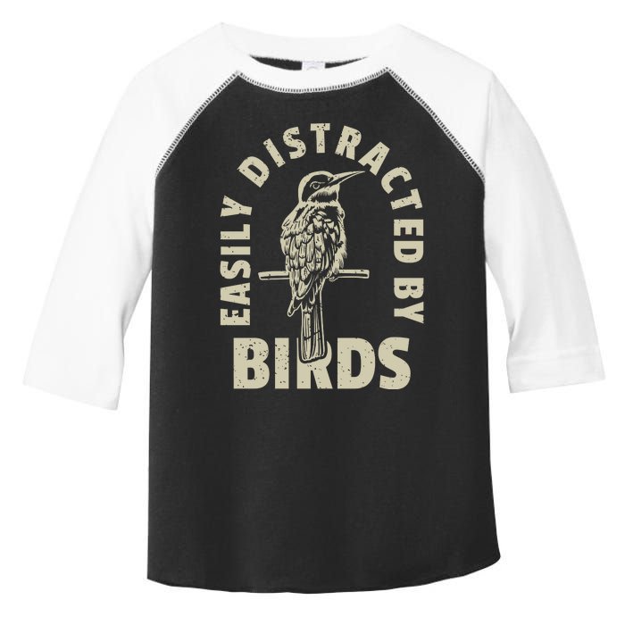 Easily Distracted By Birds Bird Cage Vintage Distress Toddler Fine Jersey T-Shirt