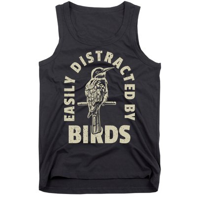 Easily Distracted By Birds Bird Cage Vintage Distress Tank Top