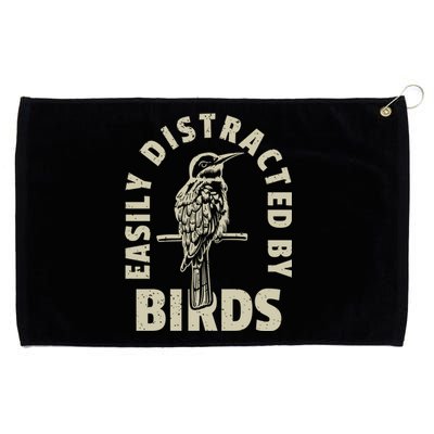 Easily Distracted By Birds Bird Cage Vintage Distress Grommeted Golf Towel