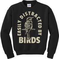 Easily Distracted By Birds Bird Cage Vintage Distress Kids Sweatshirt