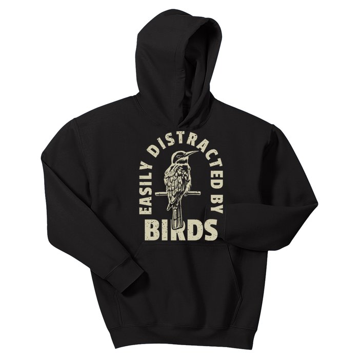 Easily Distracted By Birds Bird Cage Vintage Distress Kids Hoodie