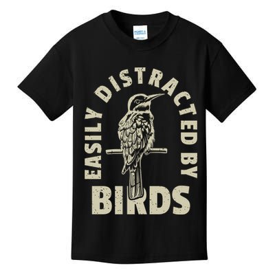 Easily Distracted By Birds Bird Cage Vintage Distress Kids T-Shirt