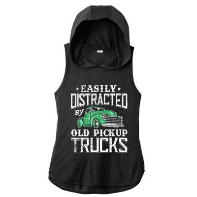 Easily Distracted By Old Pickup Trucks Cute Trucker Ladies PosiCharge Tri-Blend Wicking Draft Hoodie Tank