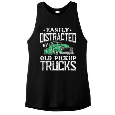 Easily Distracted By Old Pickup Trucks Cute Trucker Ladies PosiCharge Tri-Blend Wicking Tank