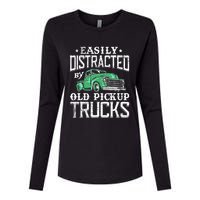 Easily Distracted By Old Pickup Trucks Cute Trucker Womens Cotton Relaxed Long Sleeve T-Shirt