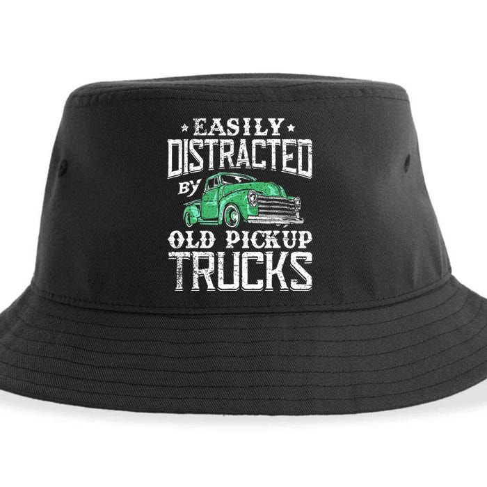 Easily Distracted By Old Pickup Trucks Cute Trucker Sustainable Bucket Hat