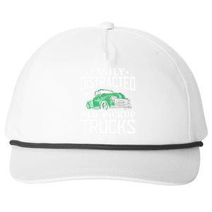 Easily Distracted By Old Pickup Trucks Cute Trucker Snapback Five-Panel Rope Hat