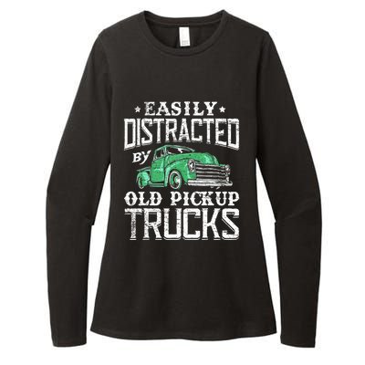 Easily Distracted By Old Pickup Trucks Cute Trucker Womens CVC Long Sleeve Shirt