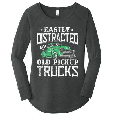 Easily Distracted By Old Pickup Trucks Cute Trucker Women's Perfect Tri Tunic Long Sleeve Shirt