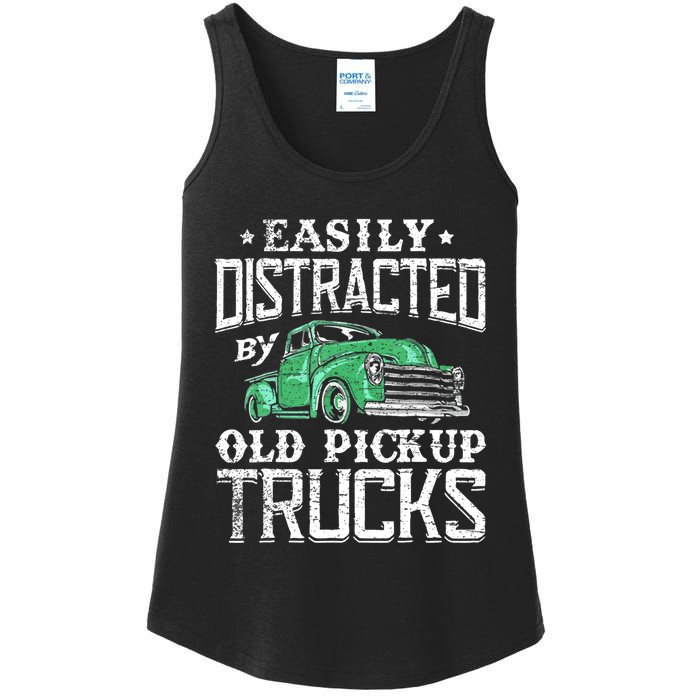 Easily Distracted By Old Pickup Trucks Cute Trucker Ladies Essential Tank