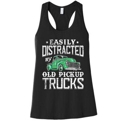 Easily Distracted By Old Pickup Trucks Cute Trucker Women's Racerback Tank