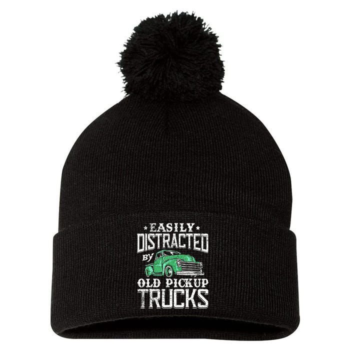 Easily Distracted By Old Pickup Trucks Cute Trucker Pom Pom 12in Knit Beanie