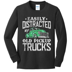 Easily Distracted By Old Pickup Trucks Cute Trucker Kids Long Sleeve Shirt