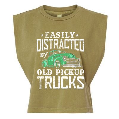 Easily Distracted By Old Pickup Trucks Cute Trucker Garment-Dyed Women's Muscle Tee