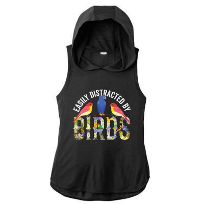 Easily Distracted By Birds Funny Bird Wtahers Ladies PosiCharge Tri-Blend Wicking Draft Hoodie Tank