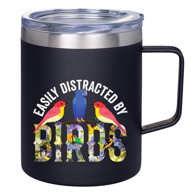Easily Distracted By Birds Funny Bird Wtahers 12oz Stainless Steel Coffee Mug