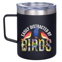 Easily Distracted By Birds Funny Bird Wtahers 12oz Stainless Steel Coffee Mug