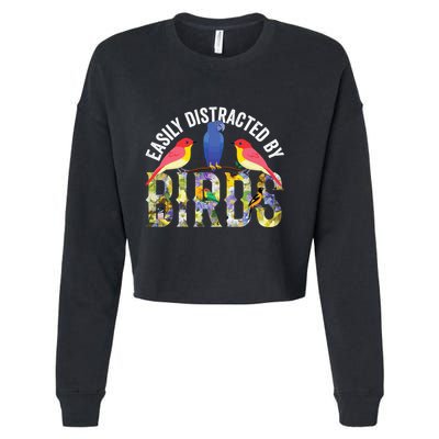Easily Distracted By Birds Funny Bird Wtahers Cropped Pullover Crew