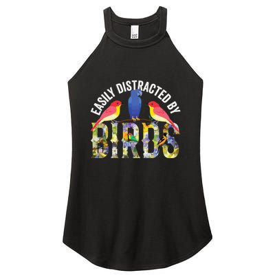Easily Distracted By Birds Funny Bird Wtahers Women's Perfect Tri Rocker Tank