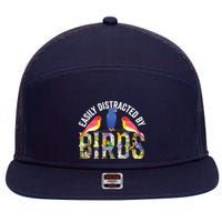 Easily Distracted By Birds Funny Bird Wtahers 7 Panel Mesh Trucker Snapback Hat