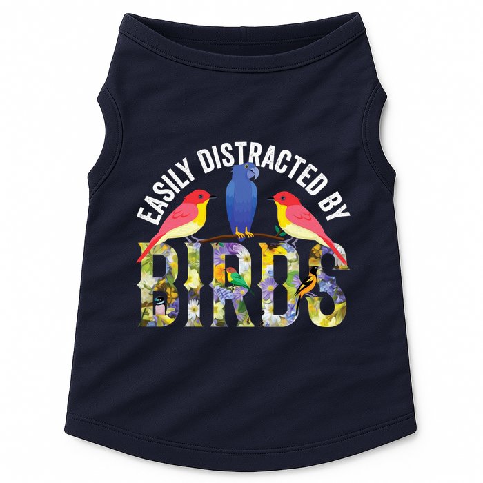 Easily Distracted By Birds Funny Bird Wtahers Doggie Tank