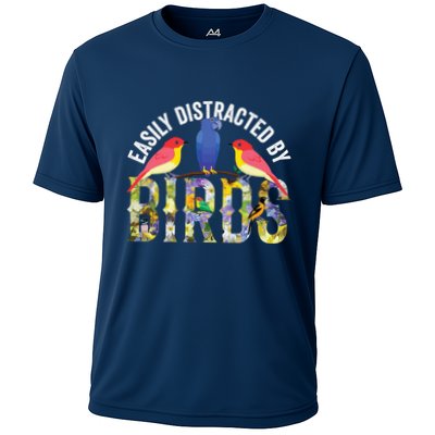 Easily Distracted By Birds Funny Bird Wtahers Cooling Performance Crew T-Shirt