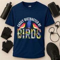Easily Distracted By Birds Funny Bird Wtahers Performance Shirt