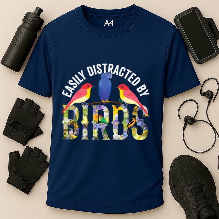 Easily Distracted By Birds Funny Bird Wtahers Performance Shirt