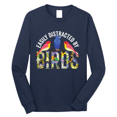 Easily Distracted By Birds Funny Bird Wtahers Long Sleeve Shirt