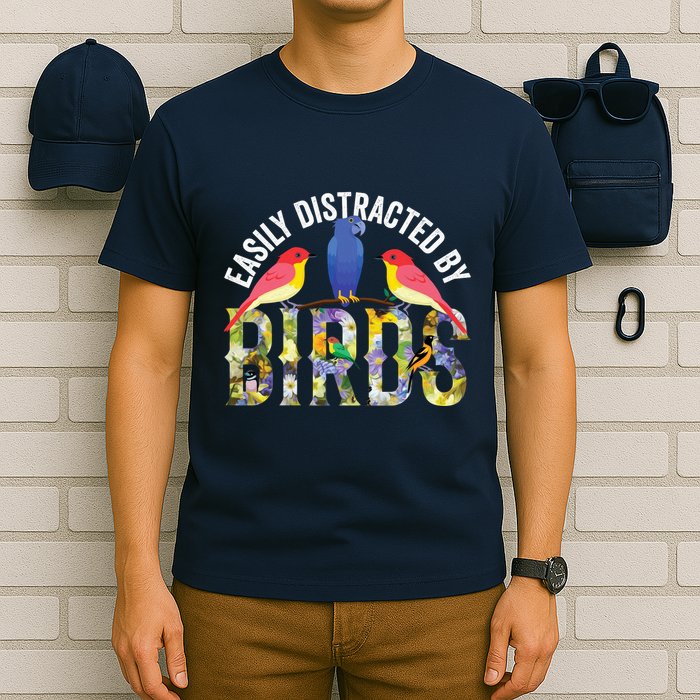 Easily Distracted By Birds Funny Bird Wtahers T-Shirt