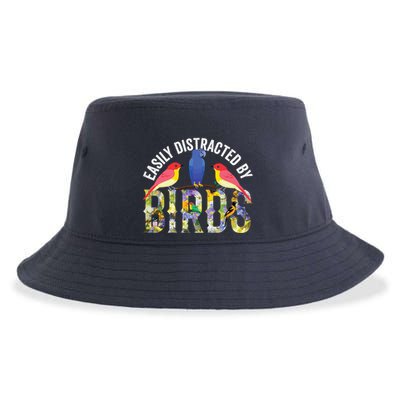 Easily Distracted By Birds Funny Bird Wtahers Sustainable Bucket Hat