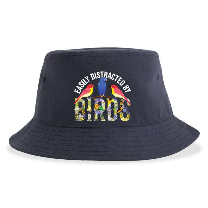 Easily Distracted By Birds Funny Bird Wtahers Sustainable Bucket Hat