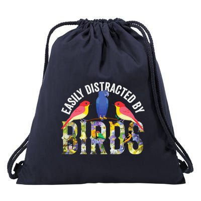 Easily Distracted By Birds Funny Bird Wtahers Drawstring Bag