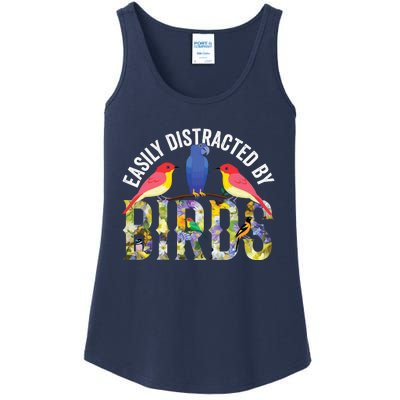 Easily Distracted By Birds Funny Bird Wtahers Ladies Essential Tank