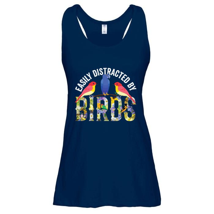 Easily Distracted By Birds Funny Bird Wtahers Ladies Essential Flowy Tank
