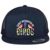 Easily Distracted By Birds Funny Bird Wtahers Flatbill Hat