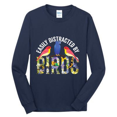 Easily Distracted By Birds Funny Bird Wtahers Tall Long Sleeve T-Shirt