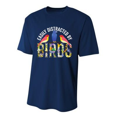 Easily Distracted By Birds Funny Bird Wtahers Performance Sprint T-Shirt