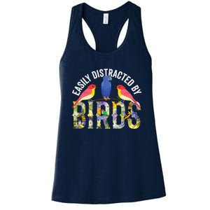 Easily Distracted By Birds Funny Bird Wtahers Women's Racerback Tank