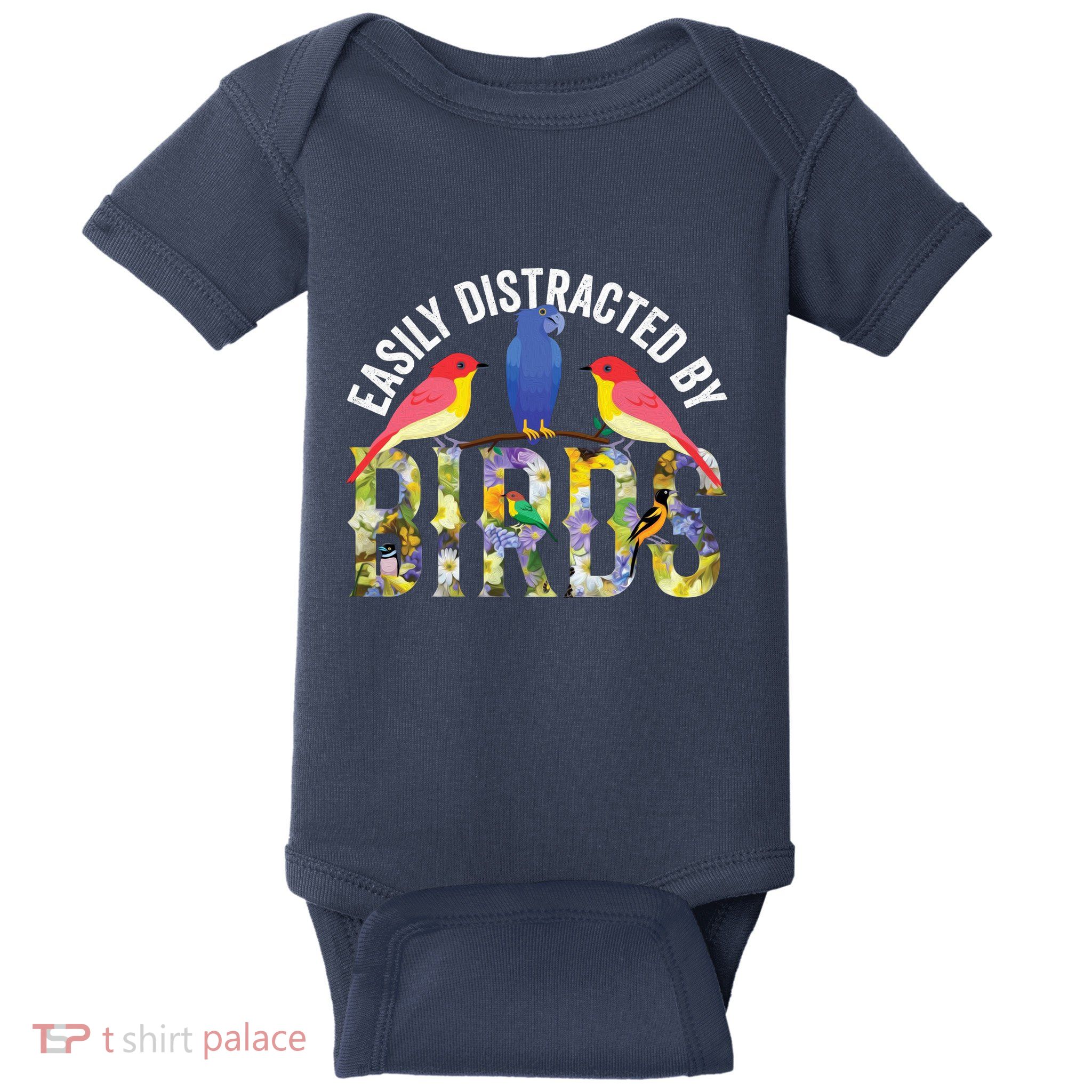 Easily Distracted By Birds Funny Bird Wtahers Baby Bodysuit