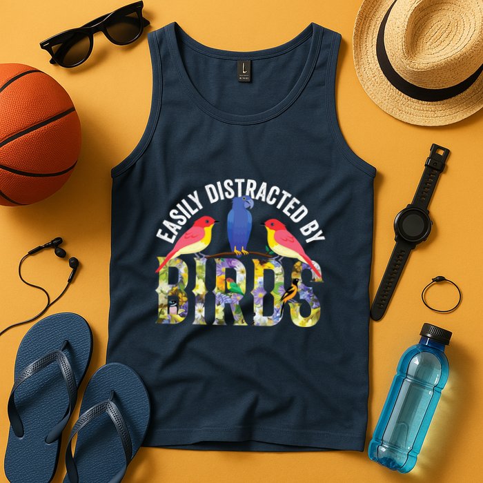 Easily Distracted By Birds Funny Bird Wtahers Tank Top